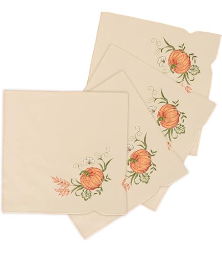 Lot De 4 Serviettes Brodées Thanksgiving Harvest Bounty #2