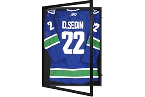 CCDCC Jersey Frame Display Case 1 Pack - Large Sport Jersey Shadow Box with 98% UV Protection Acrylic and Hanger for Baseball Basketball Football Soccer Hockey Shirt and Uniform, Black Finish