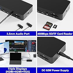 Microsoft Surface Dock, 12-in-1 Triple Displays VGA