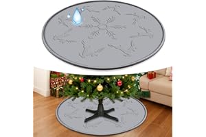 OYRLIZE Silicone Christmas Tree Mat, Waterproof Christmas Tree Floor Protector Heavy Duty Christmas Tree Stand Mat Xmas Floor Protective Pad Saver with Reinforced Lip Under Tree Catch Needles,Spills,Sap