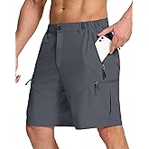 SERAMY Mens Hiking Cargo Shorts with 6 Zipper Pockets 9" Quick-Dry Lightweight Short for Golf Casual Fishing