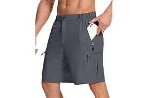SERAMY Mens Hiking Cargo Shorts with 6 Zipper Pockets 9" Quick-Dry Lightweight Short for Golf Casual Fishing