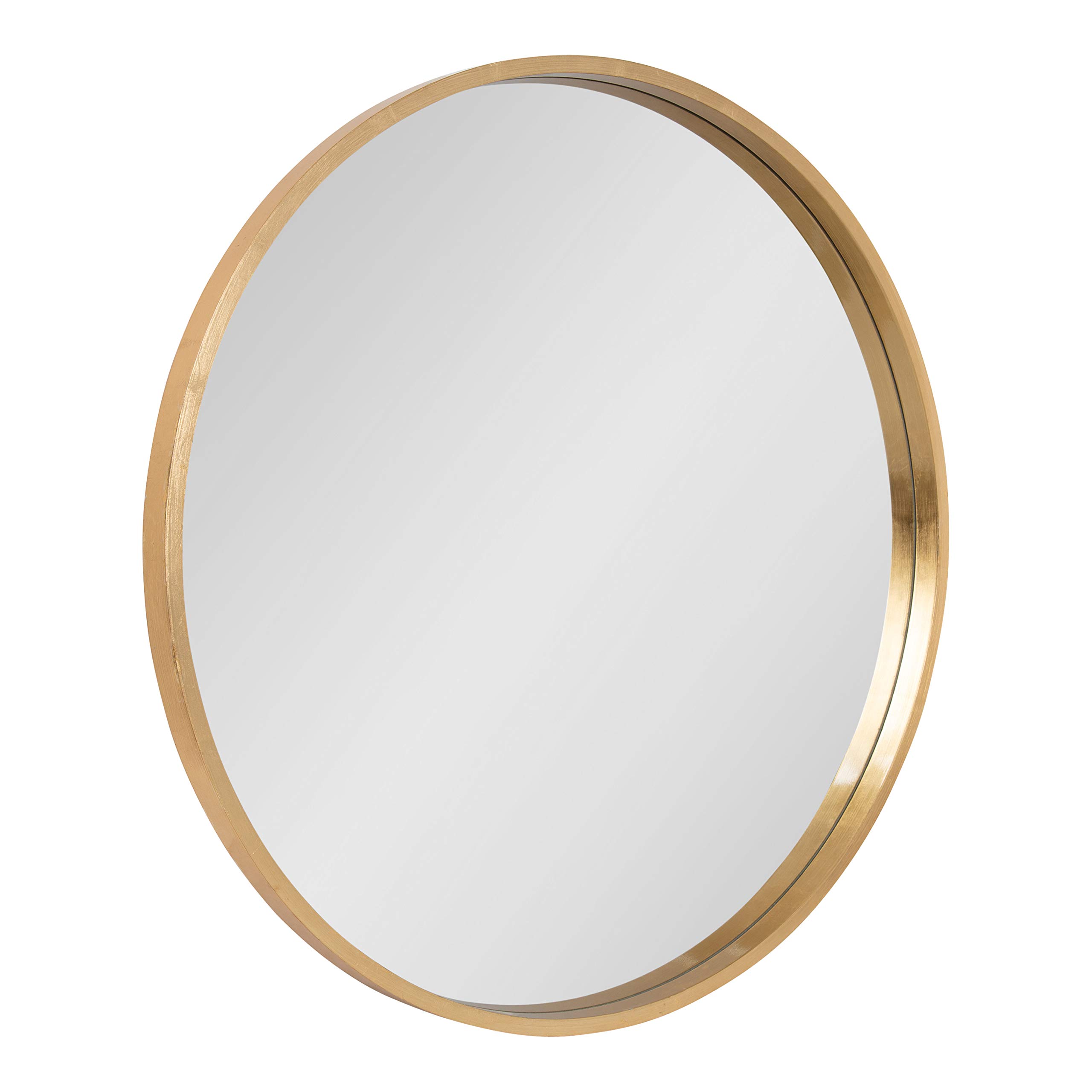 Kate and Laurel Travis Round Wood Wall Mirror, 31.5" Diameter, Gold, Modern Glam Wall Décor Accent Image