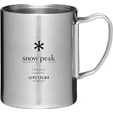 Snow Peak Double Wall Insulated Mug, Lightweight, Stainless Steel 300 ml | Vacuum Insulated, Coffee &amp; Tea Ready, Lightweight &amp; Compact, Collapsible Handles