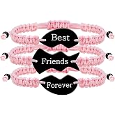 Oneress 3Pcs Adjustable Handmade Puzzle Bracelets for Friendship, Exquisite Stainless Steel Heart Best Friends Forever Bracelet Set for 3 Best Friends Sisters Brothers YA4119