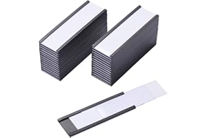 Eeoyu Magnetic Label Holders with Magnets Magnetic Data Card Holders with Clear Plastic Protectors for Metal Shelf, Whiteboard, Set of 30 (1 x 3 Inch)