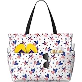 Owlfder Large Beach Bag for Women Waterproof Foldable Travel Shoulder Tote Bag with Pocket for Weekender Pool Vacation