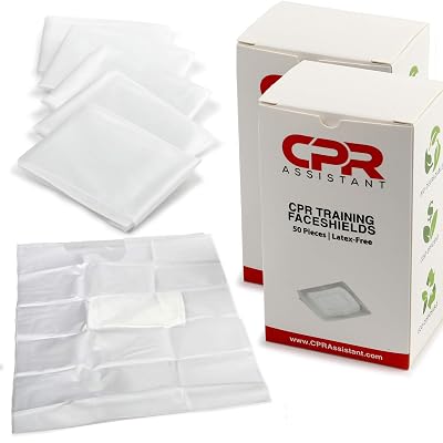 CPR Assistant Latex Free Disposable CPR Face Shields For CPR Training, First Aid Training Supplies on Practice Manikin (2 Pack Bundle for 100pc Total)