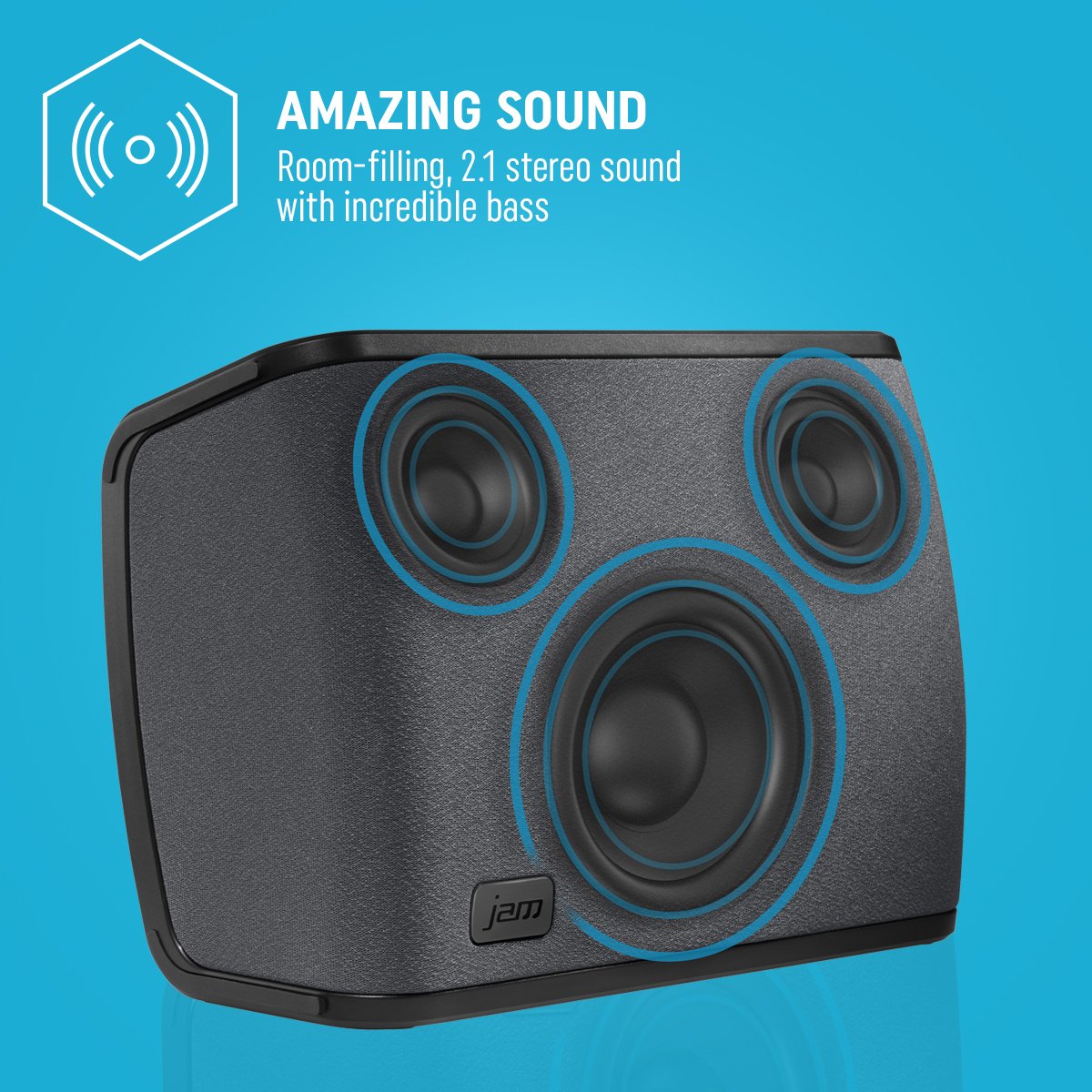 Jam Audio Rhythm Wireless Wi-Fi Speaker w/ Amazon Alexa Voice, Play ...