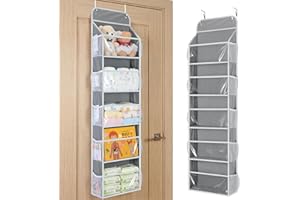 Yecaye 5-Tier Over the Door Organizer, Non-Woven Fabric Door Organizer Hanging with 5 PVC Clear View Windows & 10 Mesh Side P