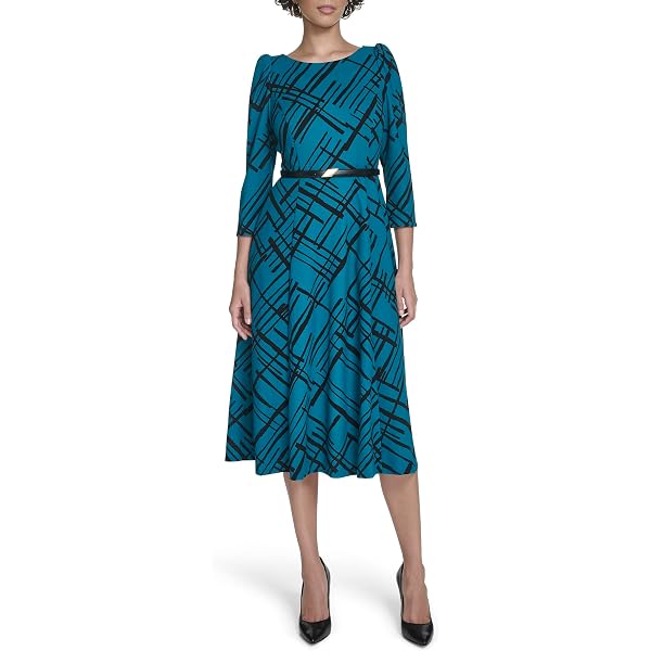 calvin klein belted midi a line dress Calvin Klein Women's Belted A-Line Midi Dress