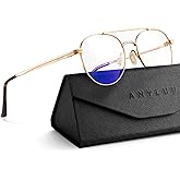 ANYLUV Blue Light Glasses for Men, Circular Frame Single Brow Bridge Design Campus Style Glasses Anti Eyestrain for Screen