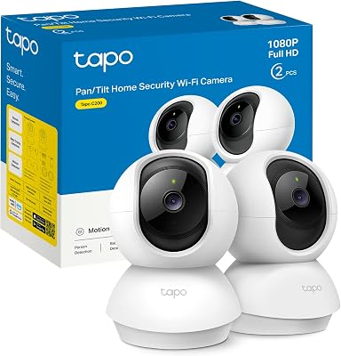 Tapo c200p2 - câmera ip wifi câmera de vigilância 360 ° fhd 1080p, visão noturna, notificações em tempo real, suporta cartão sd, detecção de movimento, controle remoto, compatível com alexa