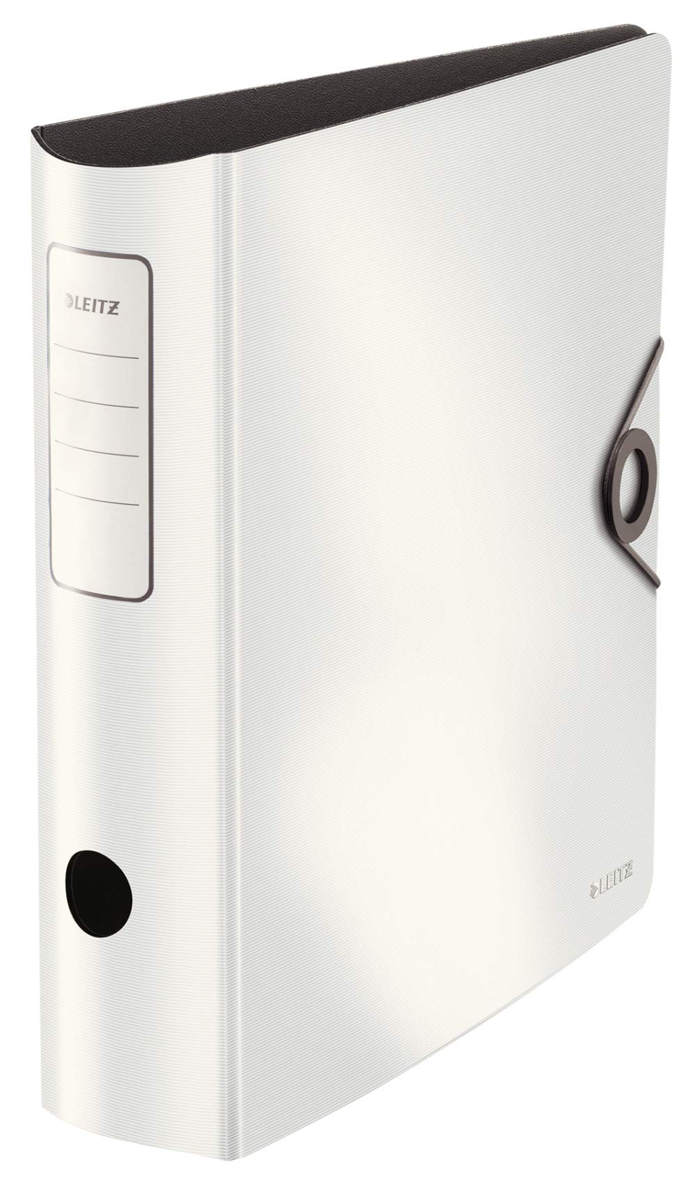 Leitz 10471001 A4 180° Active Solid Folder with Rounded Spine for up to 500 A4 Sheets Approx 8.2 cm Spine Width Elastic Fastener Made of Durable Polyfoam White