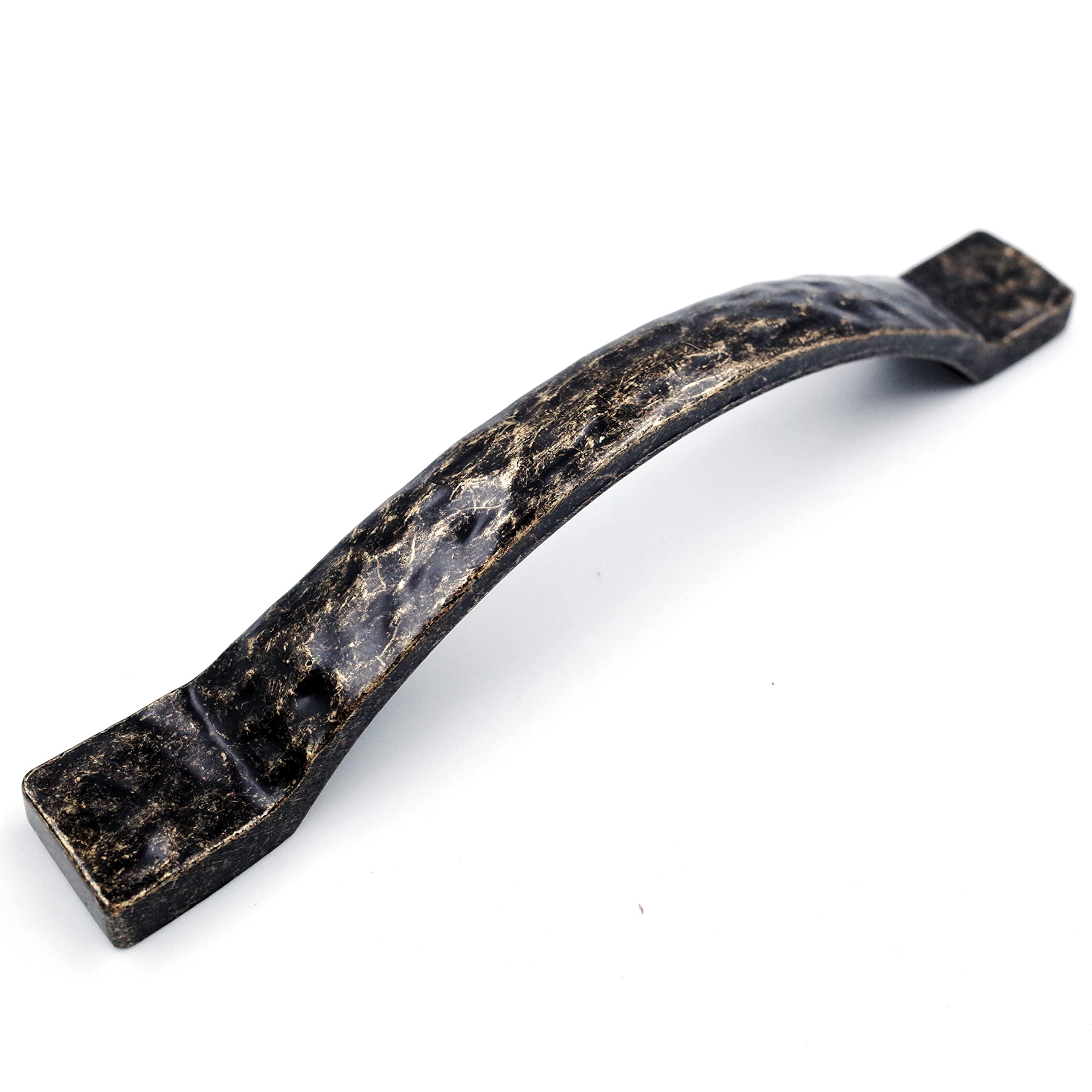 Photo 1 of Jetland Arched Hammered Cabinet Pulls - 2-Pack, Antique Brass, 5" Hole Centers, Rustic Solid Cast Handle Pulls for Dresser Nightstand Furniture, HT0611ABR127