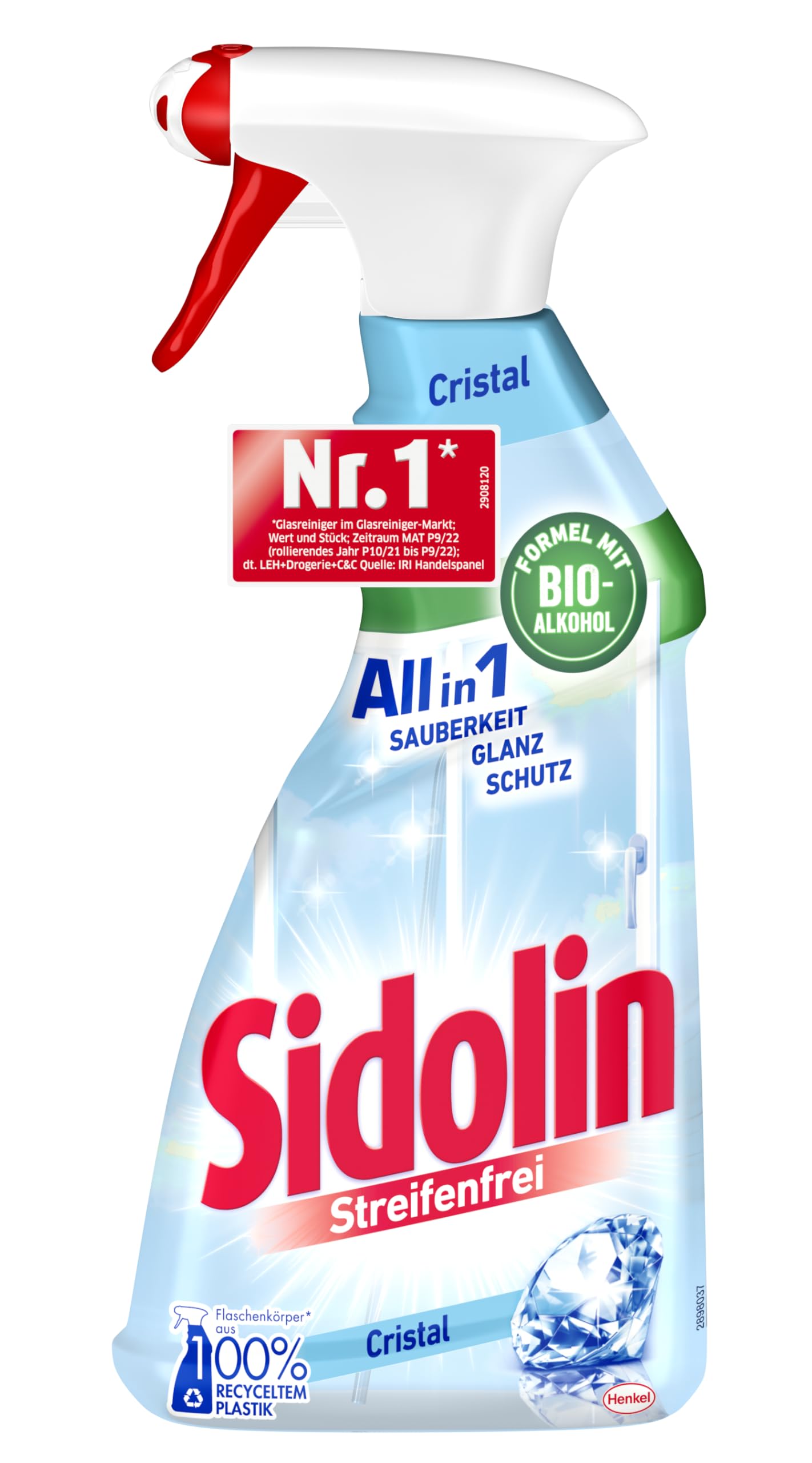 Sidolin Cristal Glass Cleaner (500ml) Spray Bottle for a Perfect Shine and Anti-Crack