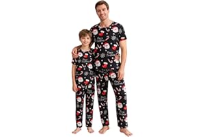 Tshyfiper Family Christmas Pajamas Set Matching Xmas Dad and Son Pjs Men Santa Claus Sleep Shirts + Pajama Pants