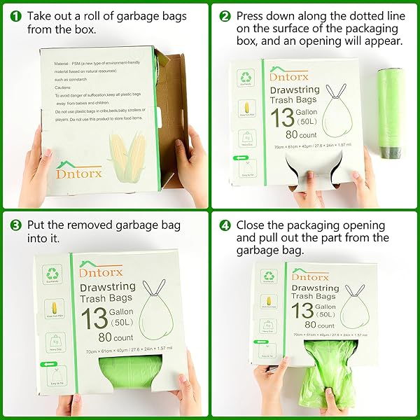 13 GALLON THICKEN HEAVY DUTY DRAWSTRING TRASH BAGS – 80 COUNT, TALL FOR KITCHEN, BATHROOM, OFFICE & BEDROOM