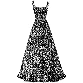 Djqpi Sparkly Sequin Prom Dresses Long A Line Square Neck Formal Evening Party Gown with Pockets