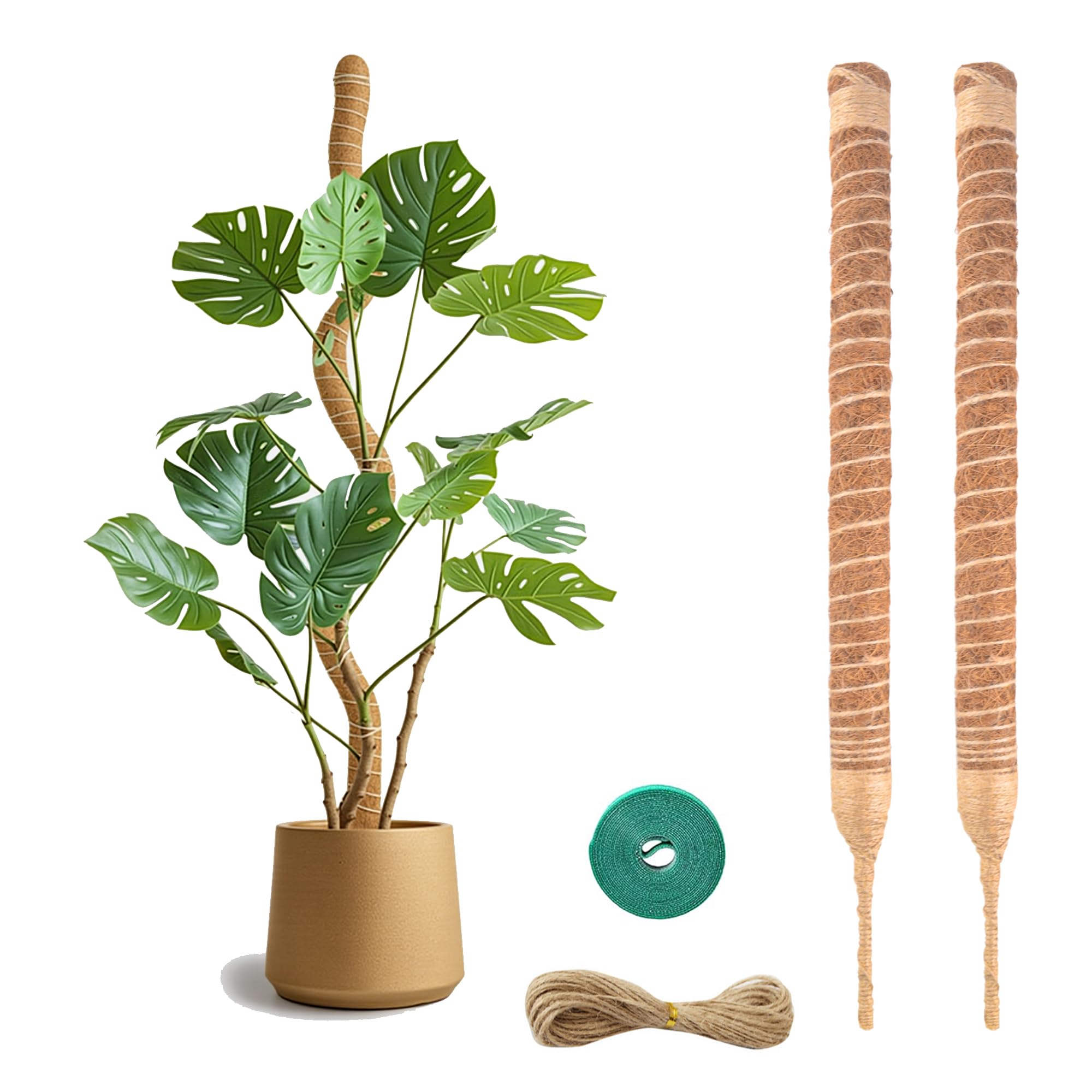 Photo 1 of 2 Pack Bendable Moss Pole 20 Inch, Monstera Plant Support Stake,Coco Coir Pole Sticks for Indoor Plants,Climbing Potted Plants?Pothos, Philodendron with Plants Ties