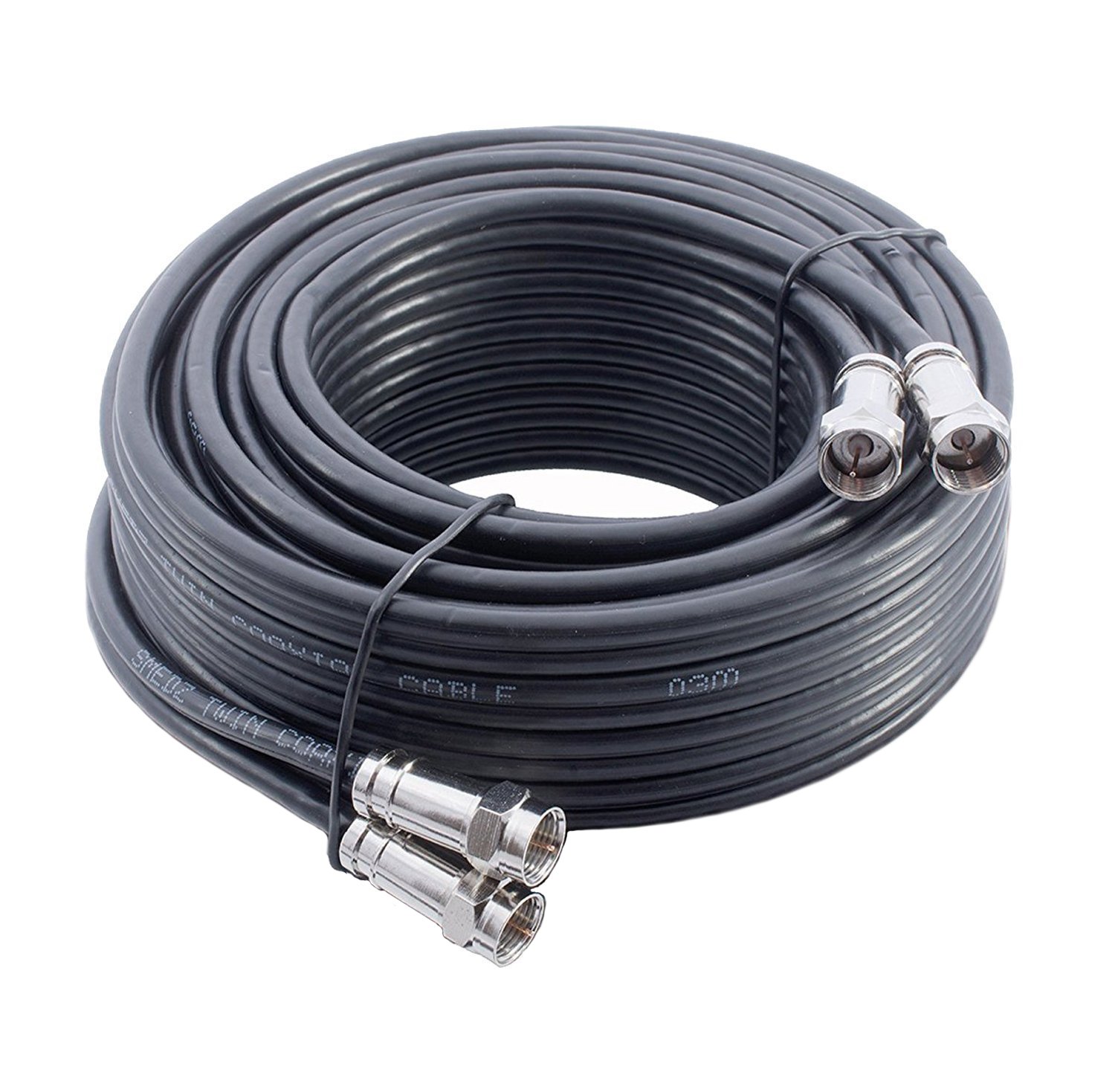 10m Black Twin Satellite Shotgun Cable Extension Kit With Premium Grade Fitted Compression F-connectors As Used By The Professionals For Sky+ , HD , Freesat Allows You To Relocate Your Existing Box , Kit Consists Of 10m Sky Double Coax , 20 x Cable Clips , 4 x Connected Compression F-connectors , 2 x F-connector Couplers โ image 1