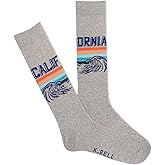 K. Bell Men's California Wave Stripe Crew, Grey Heather, Men's Shoe 10-13, 1 Pair