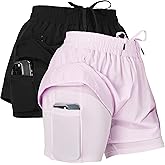 Ultra Performance Gym Shorts Women Pack of 2, Nylon Compression Workout Shorts Women with Liner