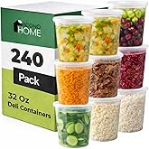 EconoHome Clear Deli Containers with Lids - 240-Pack, 32oz Plastic Containers with Lids for Food Storage, Meal Prep, Leftover, Restaurant Business, Takeout - Fridge, Microwave &amp; Freezer-Safe