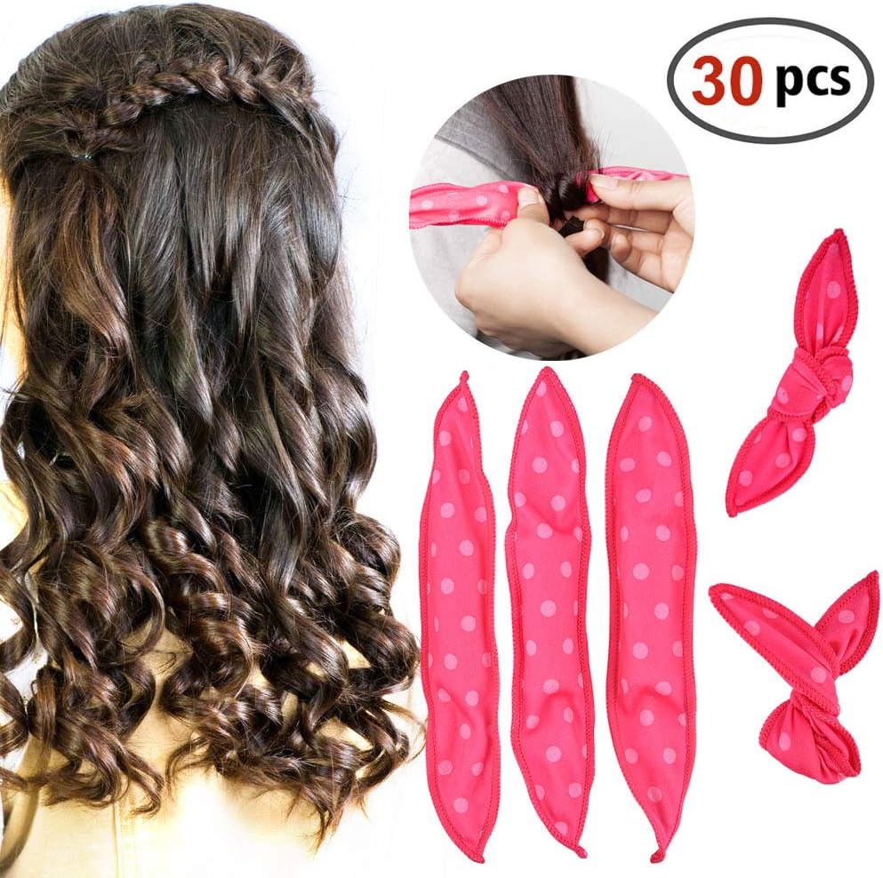 Amazon Aushen ヘアカーラースポンジ 30枚 セット ヘアカーラーマジック 手巻きカーラー ヘアケアスタイリング Diy巻き髪 前髪 カーラー 寝ながら ヘアスタイル 髪に無害 ピンク Aushen ビューティー 通販