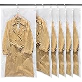 Colemoly Hanging Vacuum Storage Bags for Clothes Coats 6 Pack 49x27.6 Inches Space Saver Hanging Storage Vacuum Sealed Reusable Compressed for Suits, Dress, Jackets