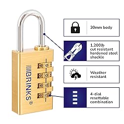 BRINKS - 30mm Solid Brass 4-Dial Resettable Padlock
