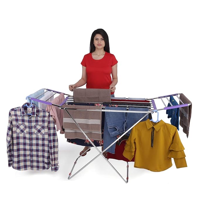 LiMETRO Steel Stainless Steel Clothes Drying Stand Foldable Cloth Racks