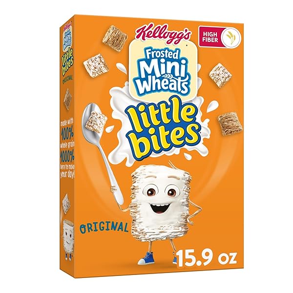 KELLOGG’S LITTLE BITES FROSTED MINI-WHEATS BREAKFAST CEREAL, KIDS CEREAL, FAMILY BREAKFAST, ORIGINAL, 15.9OZ BOX (1 BOX)