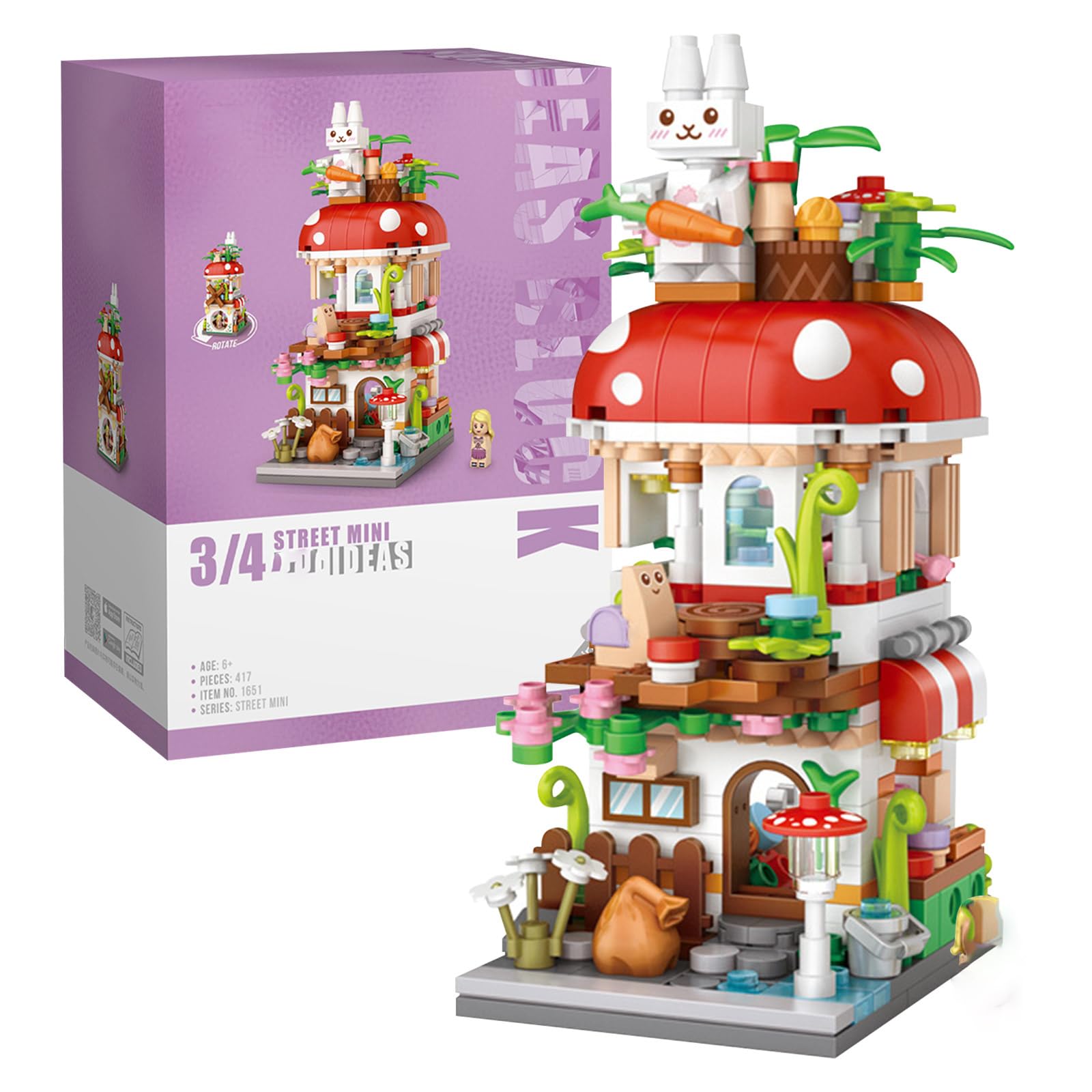MEIEST Mini City Shop Street View Building Blocks Model Set,Simulation Architecture Collection Particle Construction Building Bricks Toy,Home Decoration,14+(Mushroom)