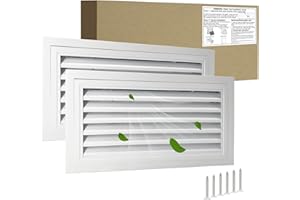 JONRIOX 22"*12" Gable Vent,Aluminum Alloy Wall Vent Shed Vents,with Removable Strainer and 180 Degree Opening Angle.Ideal for Attic,Shed,Garage,Play House,Coop.[Inside Dimensions:20"w X 10"h]-White 2 Pack