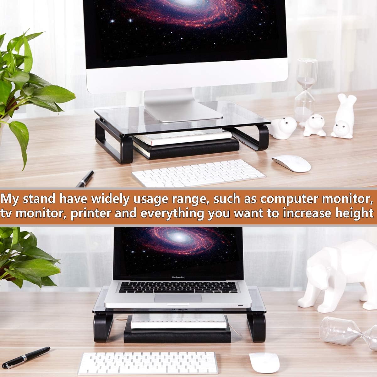 Hemudu Computer Monitor Stand Riser Multi Media Desktop Stand for Flat Screen LCD LED TV Laptop/Notebook/Xbox One - Image 5