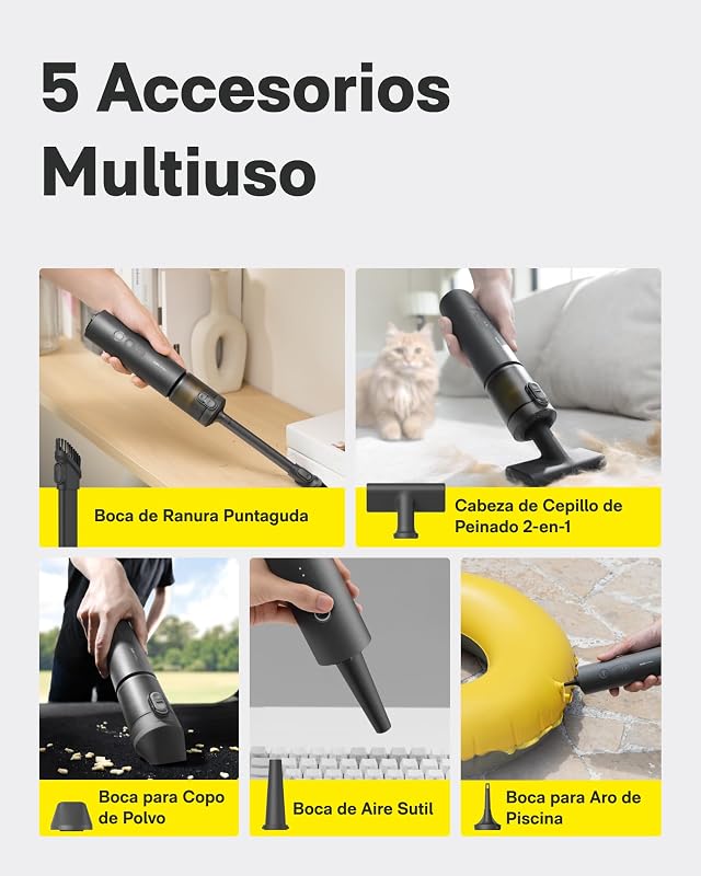 Aspirador de Mano para Coche, Aspirador Portátil Potente
