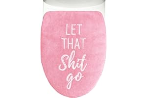 Funny Bathroom Decor Toilet Lid Cover Pink Bathroom Accessories Soft Fun Seat Covers 17.5"x15" Restroom Fits Most Oblong Roun