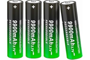 CWUU 18650 3.7V Rechargeable Battery 3.7 Volt 1865O with 9900mAh Capacity High Performance Batteries Design for Headlamp, Flashlight Power Tools