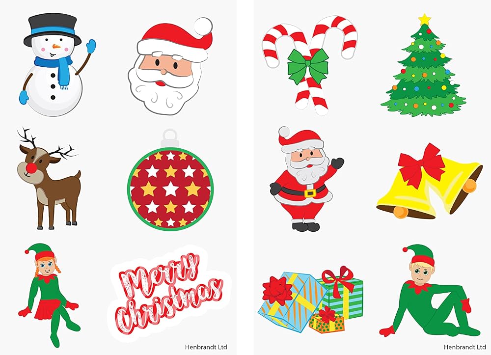 Henbrandt 48pc Mini Christmas Temporary Tattoos Kids Santa Elf Rudolph Xmas