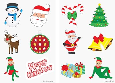 Henbrandt 48pc Mini Christmas Temporary Tattoos Kids Santa Elf Rudolph Xmas