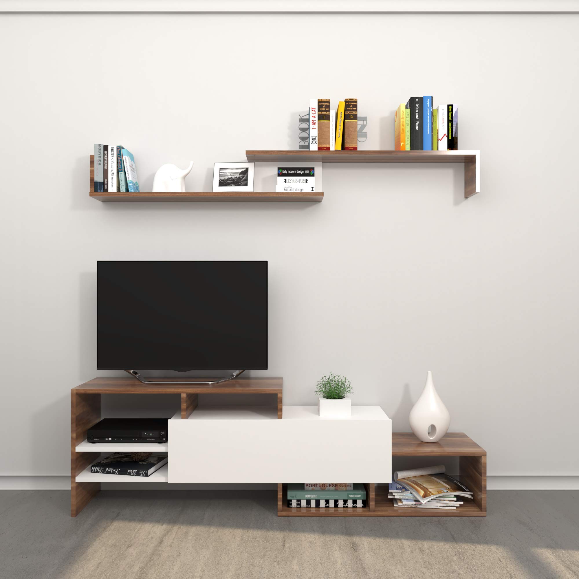 THETA DESIGN by Homemania Fenice TV Unit - White/Plum