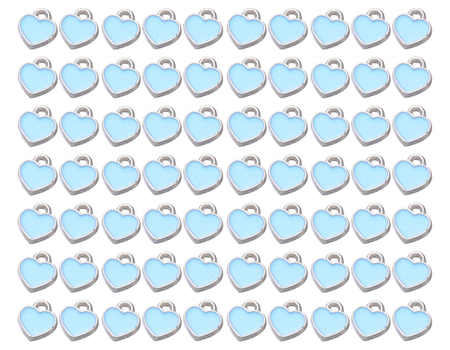 MSCFTFB 70-Piece Mini Heart Star Enamel Pendant Dangle Charms for Earring, Bracelet, Chocker Making, Wine Charms DIY Gift Accessories (Blue)