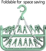 alladaga 32 Clip Clothes Drying Hanger Drip Foldable Rack Light Green view 3