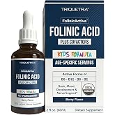 FolinicActive Kids - Gentle Organic Folinic Acid + B12, B6 &amp; B2 Cofactors | Age Adjustable Dose for Kids 1-18, Berry Flavor, Methylation &amp; Cognition Support, Mood &amp; Energy Support, Non GMO, Vegan, 60mL