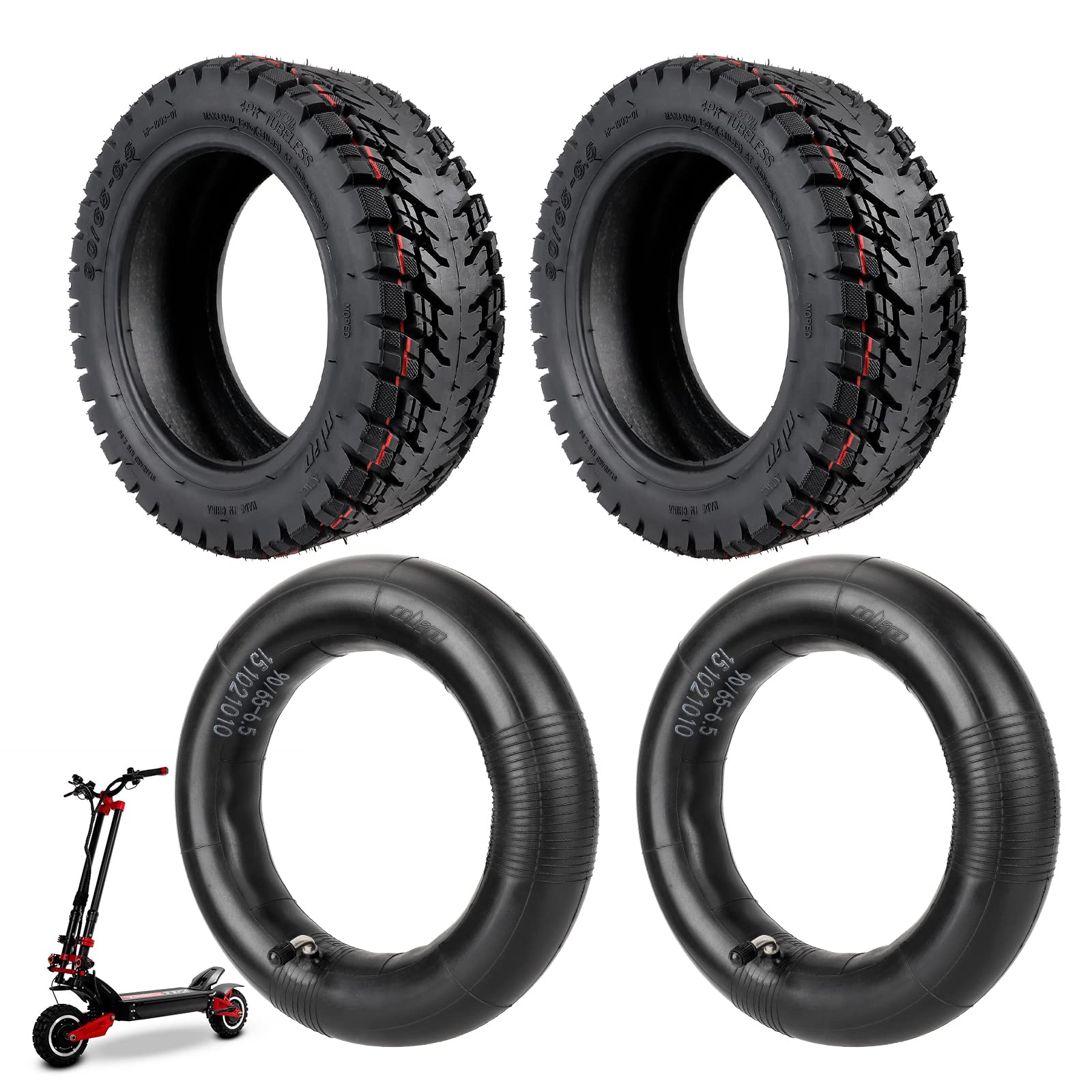ulip 90/65-6.5 Tire and Tube for Dualtron Zero 11X Speedual Plus Scooter Most 38cc, 47cc, 49cc Mini Pocket Bikes MTA1/MTA2, GP-RSR (2 Tires and 2 Inner Tubes)