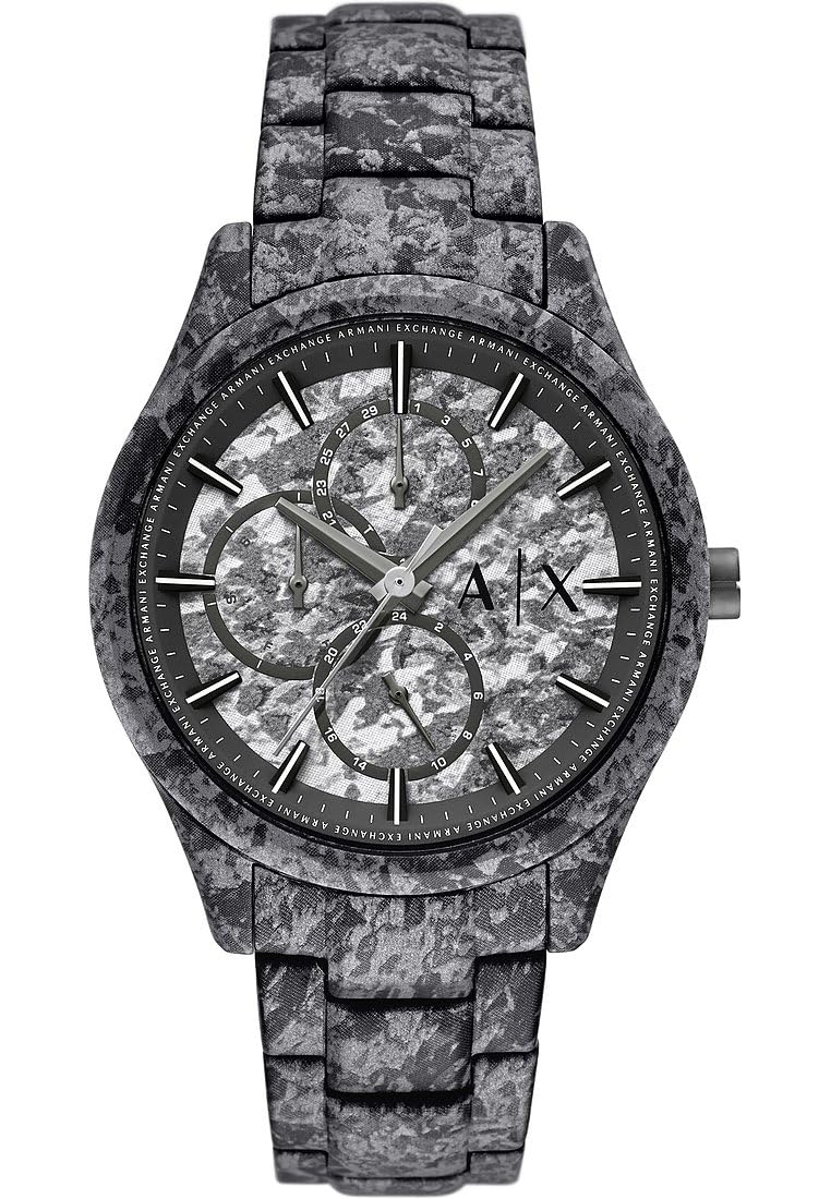 Armani Exchange Watch for Men, Automatic Movement and 46mm Case Size with Stainless Steel, Leather or Silicone Strap