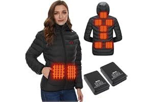 NBtoUS Heated Jacket for Women, 9 Heat Zone with 2PCS Battery Womens Heated Jacket
