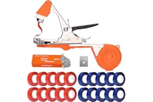 LEADWIN Plant Tying Machine, Plant Tapener, Tape Tool with 20 Rolls of Tapes, Great for Gardeners Farmers, Tomato Tying Tool, Stainless Steel, Orange