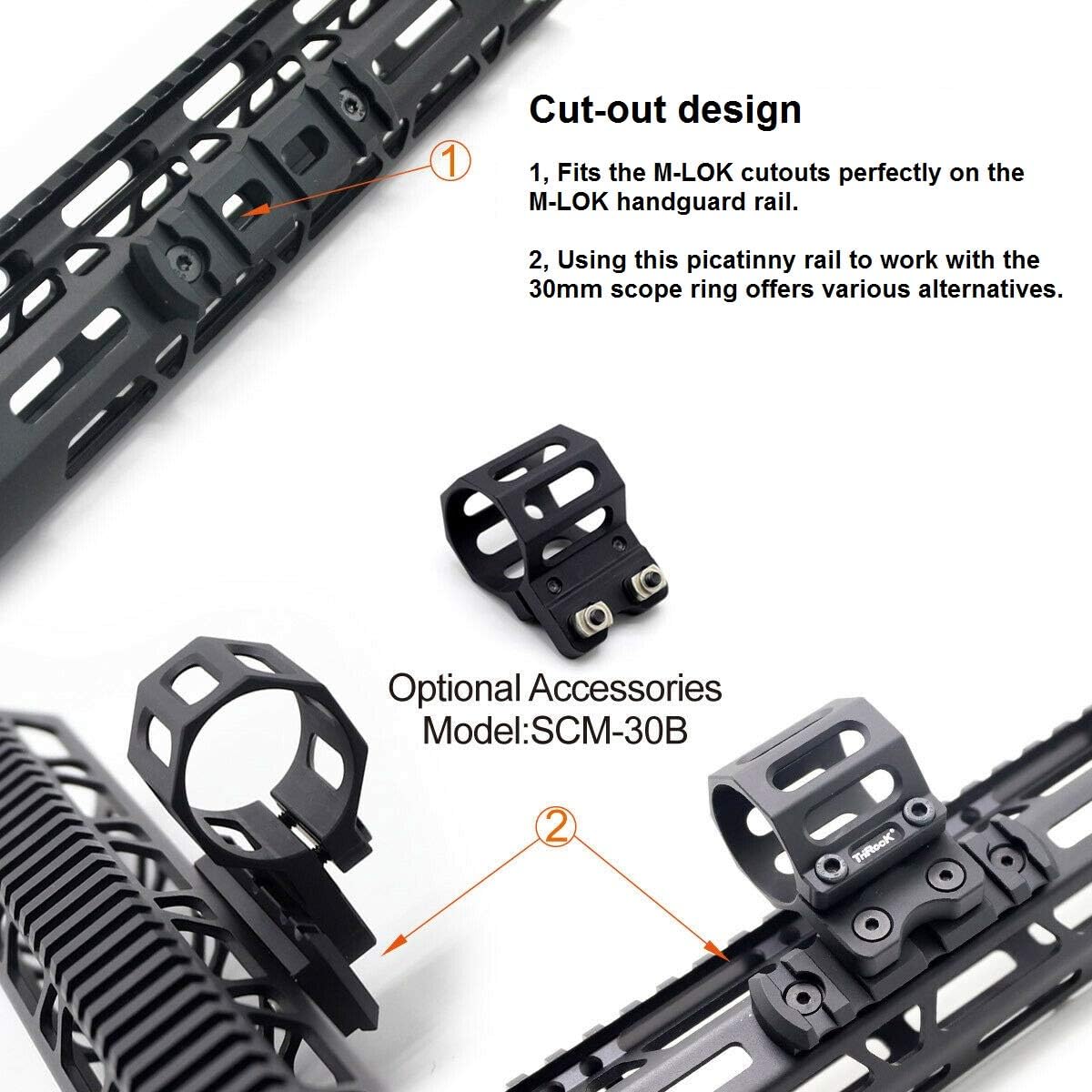 TRIROCK Various Alternatives 30mm 25.4mm 20mm 27mm Flashlight Scope Ring Clip Holder Mount kit Fits Rail System - Image 4